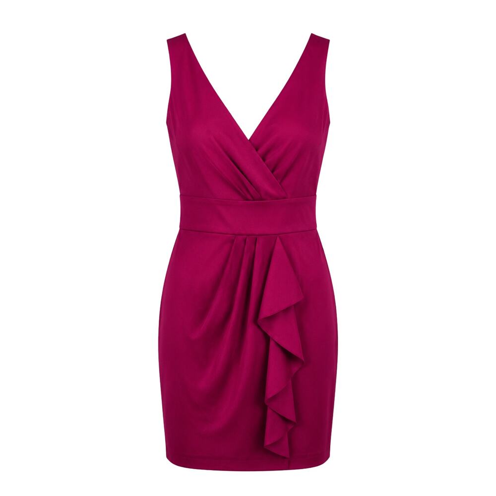 Banana Republic Pink V Neck Ruffle Sleeveless Sheath Dress Size 4 Cocktail Party